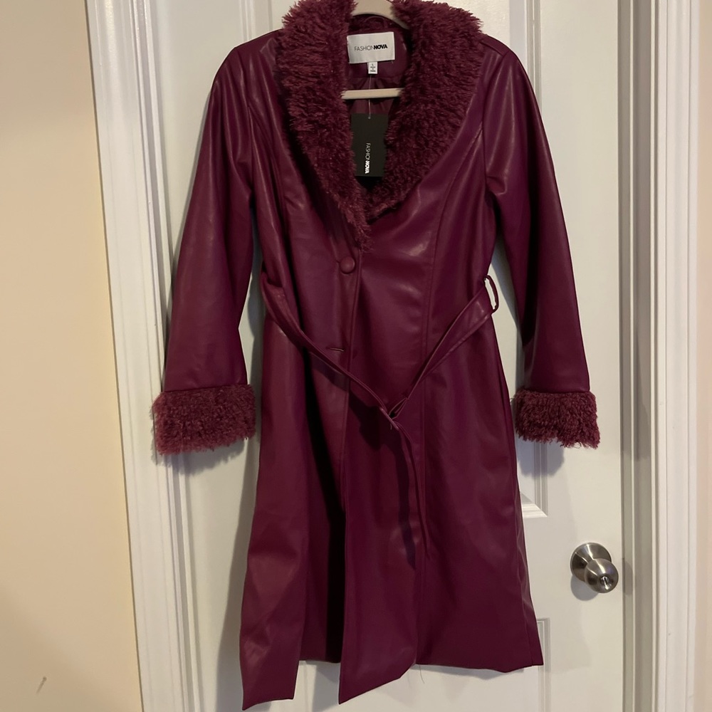 Burgundy shag jacket